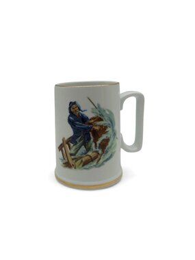 Vintage Norman Rockwell Braving The Storm Ceramic Beer Stein Mug 1986